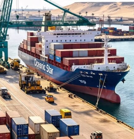 Bulk cargo logistics and clinker vessel loading operations in Oman