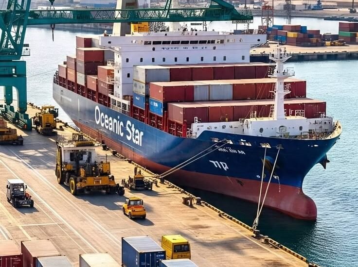 Bulk cargo logistics and clinker vessel loading operations in Oman