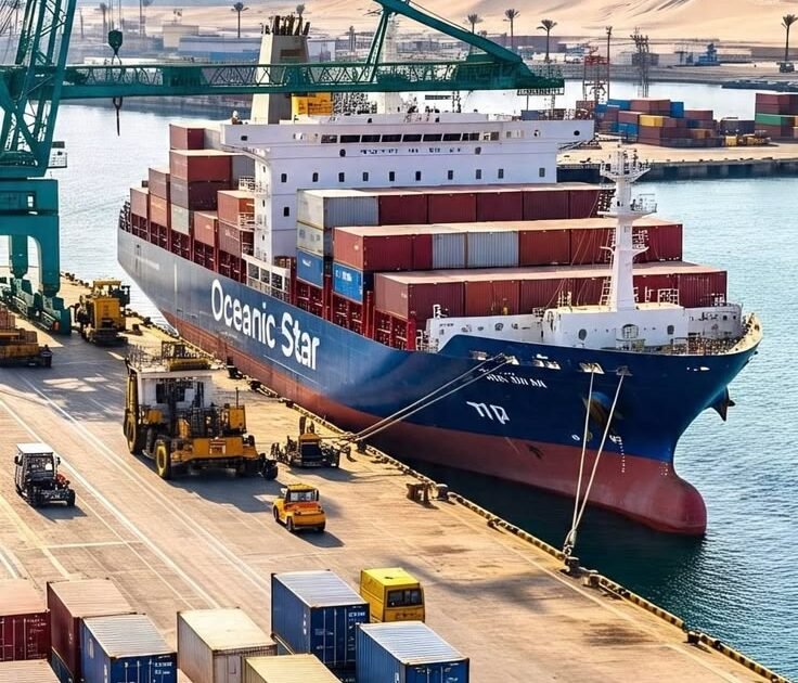 Bulk cargo logistics and clinker vessel loading operations in Oman